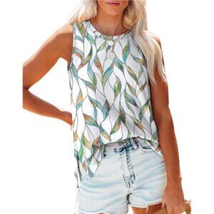 Womens Tank Tops‎ Crewneck Loose Fit Basic Casual Summer Side Split Shirts